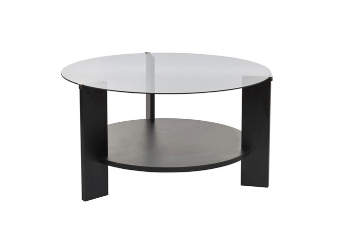 Nordure Mesa de Café Wood Black, Fume Vidrio Templado y Tablero Melamina 75x40x75cm